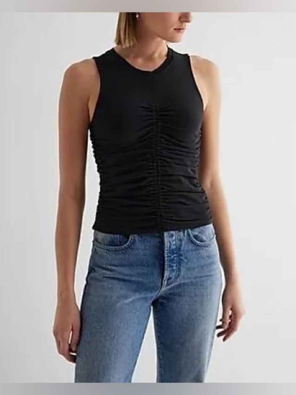 Express Ruched Black Tank